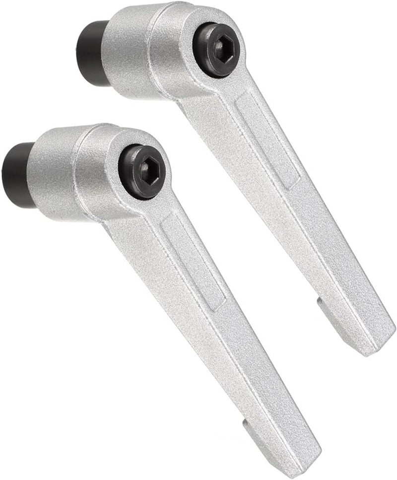 CoCud Clamping Lever Handles, M10 Female Thread 93mm Lever, Adjustable Quick Release Locking Rotating Knobs Silver Tone - (Applications: for Lathe Machinery), 2-Pieces - Image 1